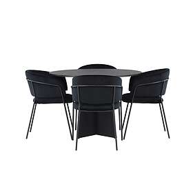 Venture Design Bootcut & Selma matgrupp Svart/svart 4 stolar & bord 110 cm