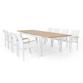 Selected Home Seattle matgrupp Vit/vit med teak 8 karmstolar & bord 210/260/310x