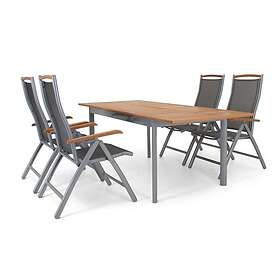 Selected Home Nice matgrupp Silver/silver i teak 4 stolar & bord 152-210 cm