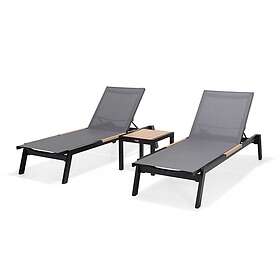 Lifestyle Garden Panama relaxset Teak/svart 2 st vilsängar & bord 50x50 cm