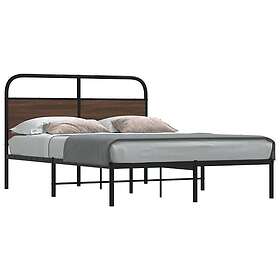 vidaXL Sängram utan madrass brun ek 135x190 cm konstruerad trä
