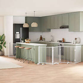 vidaXL Hundgrind med dörr vikbar 6 paneler vit 480 cm poppel