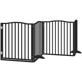 vidaXL Hundgrind med dörr vikbar 4 paneler svart 320 cm poppel