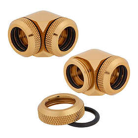 Corsair Hydro X Series XF Hardline 90° 14mm OD Vinklet fitting til flydende kølesystem 2-pack Guld