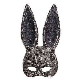 Kanin Halvmask Svart med Strass One size