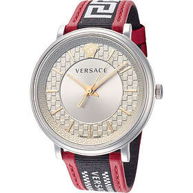 Versace VE5A01421 V Circle Silverfärgad/Läder Ø42 mm