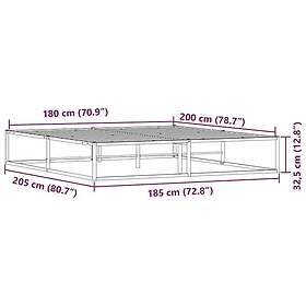 vidaXL Sängram utan madrass vit 180x200 cm metall