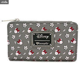 Loungefly Disney Minnie SM Grey AOP Top Zip Wallet