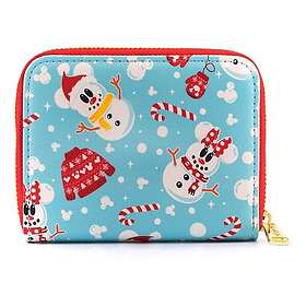 Loungefly Disney Seasonal Snowman Minnie Mickey Aop Zip Around Wallet (wdwa1785)