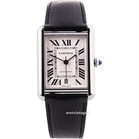 Cartier WSTA0040 Tank Must De Silverfärgad/Läder