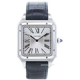 Cartier WSSA0032 Santos Dumont Silverfärgad/Läder 46,6x33.9 mm