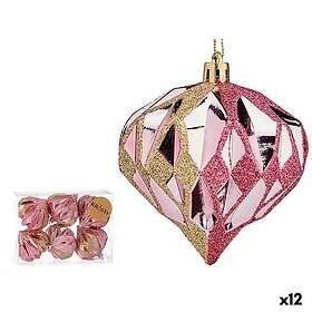 Krist+ Uppsättning av julkulor Diamant Rosa Gyllene Plast 8 x 9 x 8 cm (12 antal