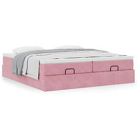 vidaXL Ottoman sängram med madrasser rosa 200x200 cm sammet