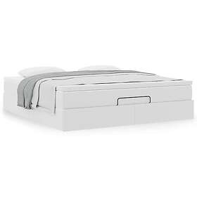 vidaXL Ottoman sängram med madrass vit 180x200 cm konstläder