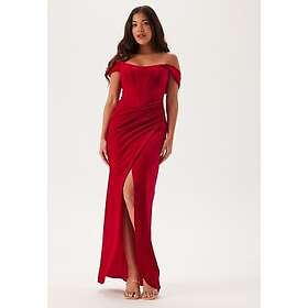 Goddiva Velvet Bardot Corset Maxi Dres