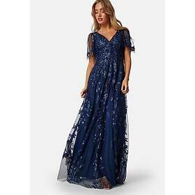 Goddiva Embroidered Flutter Maxi Dress