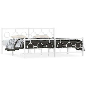 vidaXL Sängram med huvudgavel och fotgavel vit metall 200x200 cm