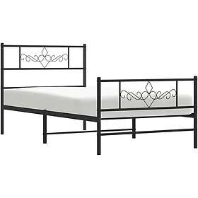 vidaXL Sängram med huvudgavel och fotgavel svart metall 107x203 cm