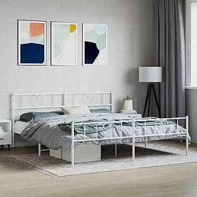 vidaXL Sängram med huvudgavel och fotgavel vit metall 200x200 cm