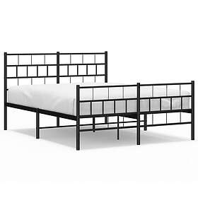 vidaXL Sängram med huvudgavel och fotgavel svart metall 140x200 cm