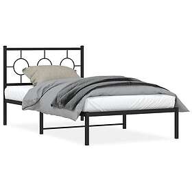 vidaXL Sängram med huvudgavel metall svart 100x190 cm