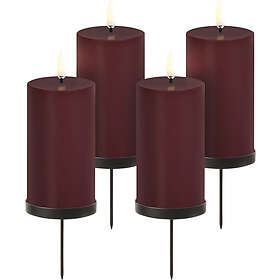 Uyuni Lighting Giftbox w. Spike, Remote, LED Pillar Candle, Wine red, Smoot