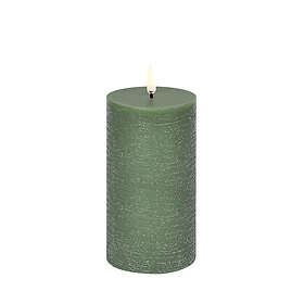 Uyuni Lighting LED Pillar Candle, Olive Green, Rustic, 7,8 x 15,2 cm (4/24)