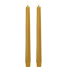 Uyuni Lighting LED Taper Candle, Curry Yellow, Smooth, 2pack, 2,3x25 cm