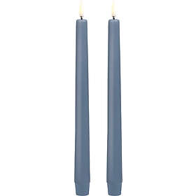 Uyuni Lighting LED Taper Candle, Hazy Blue, Smooth, 2pack, 2,3x25 cm