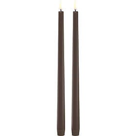 Uyuni Lighting LED Slim Taper Candle, Brown, Smooth, 2pack, 2,3x32 cm