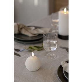 Uyuni Lighting LED Round Candle, Nordic White, Glitter, 7x7 cm