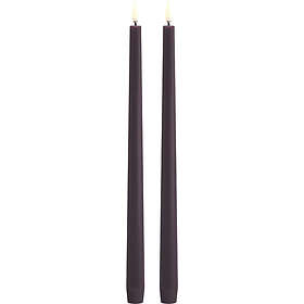 Uyuni Lighting LED Taper Candle, Plum, Smooth, 2,3x32 cm 2pack