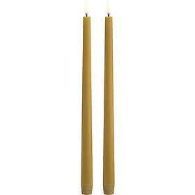 Uyuni Lighting LED Taper Candle, Curry Yellow, Smooth, 2,3x32 cm 2pack