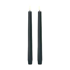 Uyuni Lighting LED Taper Candle, Pine Green, Smooth, 2pack, 2,3x25 cm