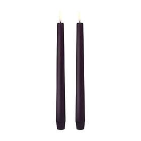 Uyuni Lighting LED Taper Candle, Plum, Smooth, 2pack, 2,3x25 cm