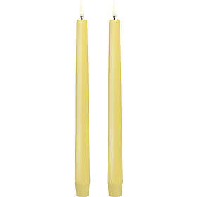 Uyuni Lighting LED Taper Candle, Wheat Yellow, Smooth, 2pack, 2,3x25 cm