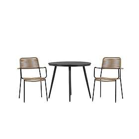 Venture Home Cafégrupp Break Ø90 cm med 2 Lindos Stolar med Armstöd GR22658