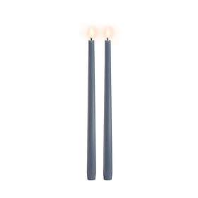 Uyuni Lighting LED Taper Candle, Hazy Blue, Smooth, 2,3x32 cm 2pack