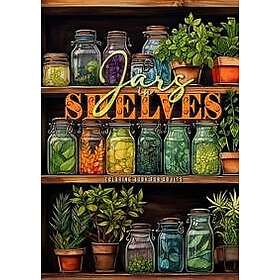 Jars in Shelves Grayscale Coloring Book for Adults