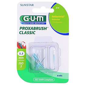 GUM Proxabrush Classic Reservmellanrumsborstar i blåsförpackning 8 st 1,1 mm st.