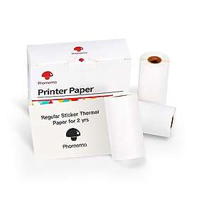 Phomemo M02/M02Pro/M02S/M03/M03AS/M04S/M04AS papper, vitbok, 3 rullar