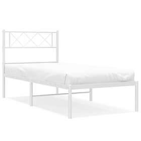 vidaXL Sängram med huvudgavel metall vit 107x203 cm