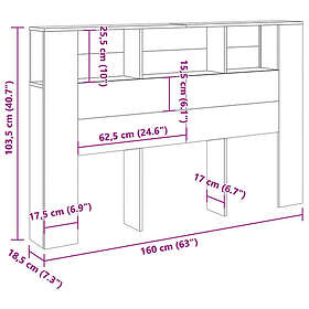 vidaXL Sänggavel m förvaring ek 160x18,5x103,5 cm konstruerat trä