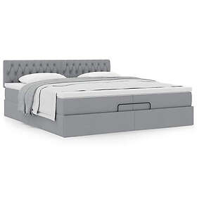 vidaXL Ottoman sängram med madrass ljusgrå 200x200 cm tyg