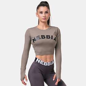 Nebbia Long Sleeve Thumbhole Sporty Crop Top (Dam)