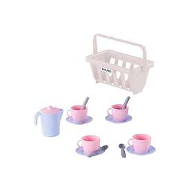 Cavallino Toys Crockery in Basket Pink 15 pieces.