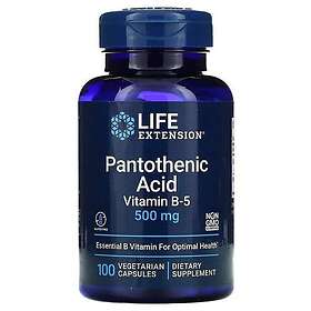 Life Extension Pantothenic Acid (Vitamin B-5) 500mg 100 Vege Capsules
