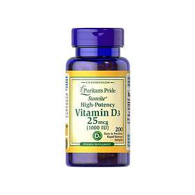 Puritan's Pride Vitamin D3 25mcg 1000 IU 200 Softgels