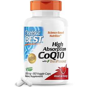 Doctor's Best CoQ10 med hög absorption med BioPerine 200 mg 180 kapslar