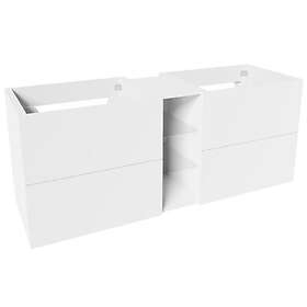 VikingBad MIE Slett Servantskap Åpen Glasshylle Mål: B(140-200)Xh57xd46 cm Hvit 